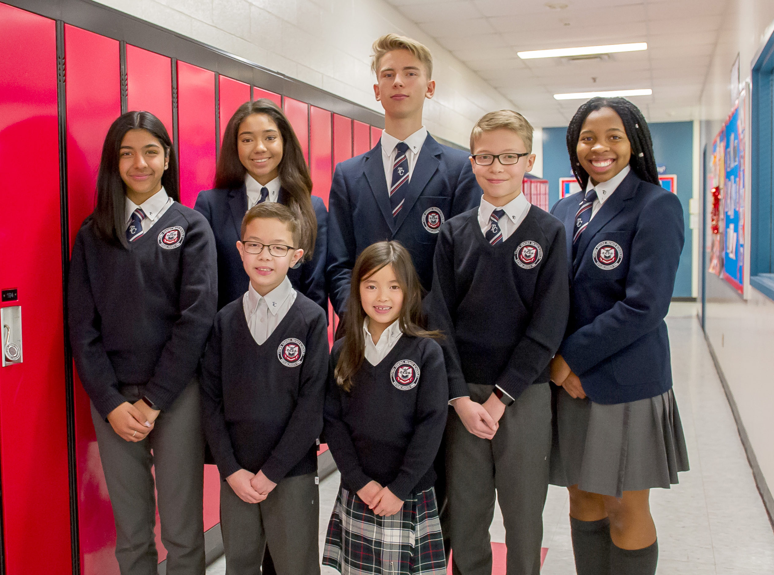 group photo of TCPS elementary and high school students